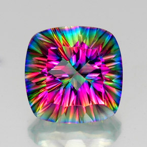 Quarzo mistico Arcobaleno superiore naturale da 15.32 ct, Taglio a cuscino, VVS-VS