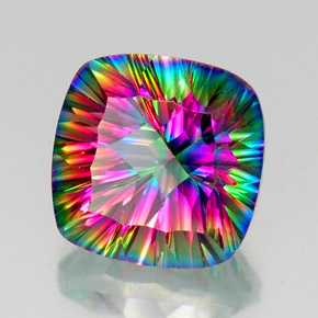 Quarzo mistico Arcobaleno superiore naturale da 15.32 ct, Taglio a cuscino, VVS-VS