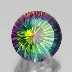 Quarzo mistico naturale multicolore da 10,20 ct, taglio rotondo, VVS-VS