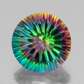 Quarzo mistico naturale multicolore da 9,17 ct, taglio rotondo, VVS-VS