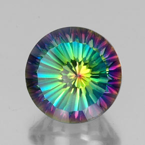 Quarzo mistico naturale multicolore da 10,65 ct, taglio rotondo, VVS-VS