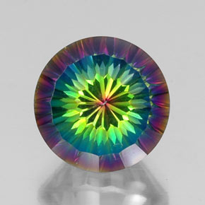 Quarzo mistico naturale multicolore da 10,07 ct, taglio rotondo, VVS-VS