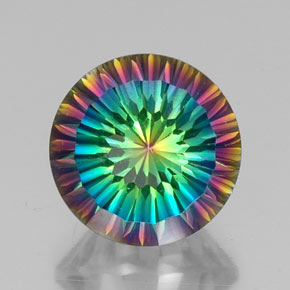 Quarzo mistico naturale multicolore da 9,52 ct, taglio rotondo, VVS-VS