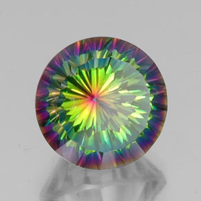 Quarzo mistico naturale multicolore da 10,07 ct, taglio rotondo, VS