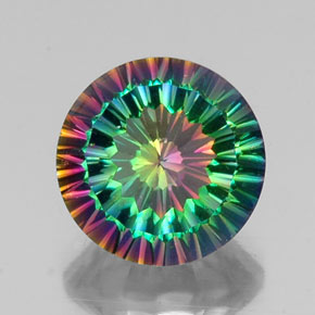 Quarzo mistico naturale multicolore da 9,63 ct, taglio rotondo, VVS-VS