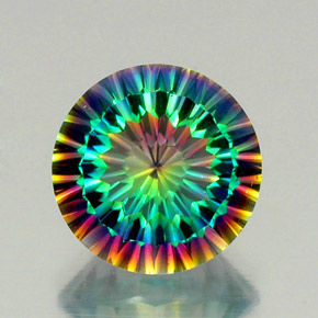 Quarzo mistico naturale multicolore da 8,64 ct, taglio rotondo, VVS-VS