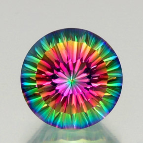 Quarzo mistico naturale multicolore da 12,84 ct, taglio rotondo, VVS-VS