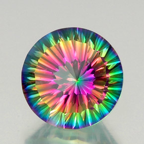 Quarzo mistico naturale multicolore da 12,84 ct, taglio rotondo, VVS-VS