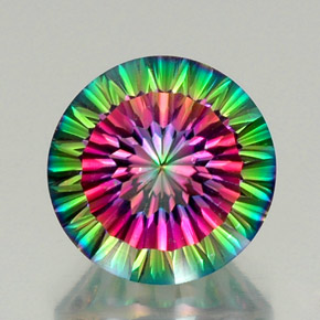 Quarzo mistico naturale multicolore da 12,39 ct, taglio rotondo, VVS-VS