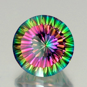 Quarzo mistico naturale multicolore da 12,39 ct, taglio rotondo, VVS-VS