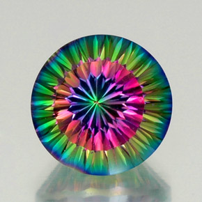 Quarzo mistico Arcobaleno superiore naturale da 12.28 ct, Taglio rotondo, VVS-VS