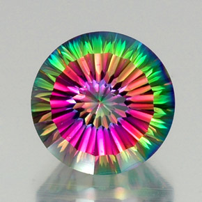Quarzo mistico naturale multicolore da 12,73 ct, taglio rotondo, VVS-VS