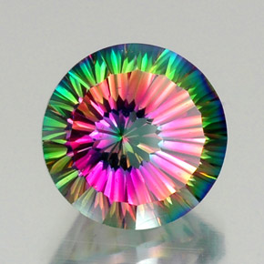 Quarzo mistico naturale multicolore da 12,73 ct, taglio rotondo, VVS-VS