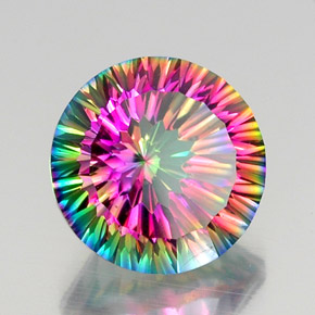 Quarzo mistico naturale multicolore da 11,52 ct, taglio rotondo, VVS-VS