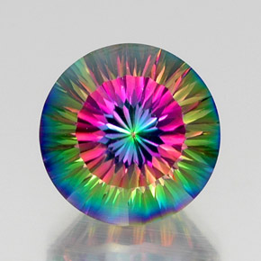 Quarzo mistico naturale multicolore da 12,20 ct, taglio rotondo, VVS