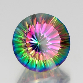 Quarzo mistico naturale multicolore da 12,20 ct, taglio rotondo, VVS