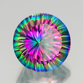 Quarzo mistico naturale multicolore da 11,75 ct, taglio rotondo, VVS