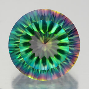 Quarzo mistico naturale multicolore da 9,56 ct, taglio rotondo, VVS-VS