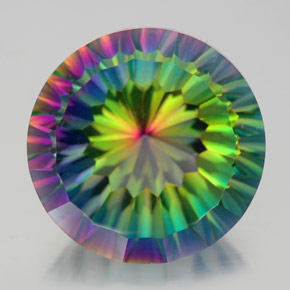 Quarzo mistico naturale multicolore da 10,68 ct, taglio rotondo, VVS-VS