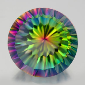 Quarzo mistico naturale multicolore da 10,68 ct, taglio rotondo, VVS-VS