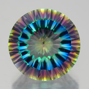 Quarzo mistico naturale multicolore da 9,22 ct, taglio rotondo, VVS-VS