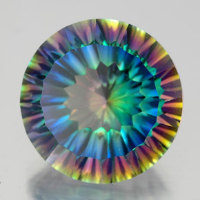 Quarzo mistico naturale multicolore da 9,22 ct, taglio rotondo, VVS-VS