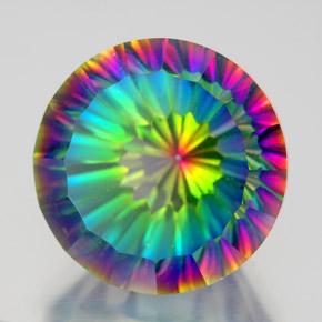 Quarzo mistico naturale multicolore da 10,64 ct, taglio rotondo, VVS-VS