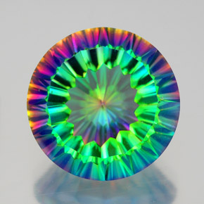 Quarzo mistico naturale multicolore da 9,50 ct, taglio rotondo, VVS-VS