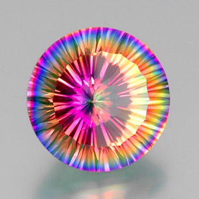 Quarzo mistico naturale multicolore da 10,90 ct, taglio rotondo, VVS-VS
