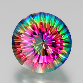 Quarzo mistico Arcobaleno superiore naturale da 11.63 ct, Taglio rotondo, VVS-VS