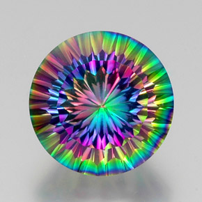 Quarzo mistico naturale multicolore da 12,53 ct, taglio rotondo, VVS