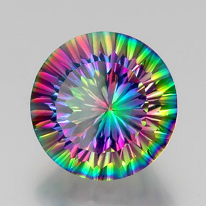 Quarzo mistico naturale multicolore da 12,53 ct, taglio rotondo, VVS