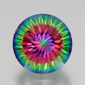 Quarzo mistico naturale multicolore da 12,48 ct, taglio rotondo, VVS-VS
