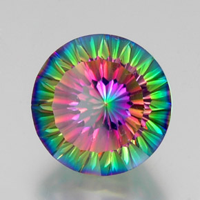 Quarzo mistico naturale multicolore da 12,48 ct, taglio rotondo, VVS-VS