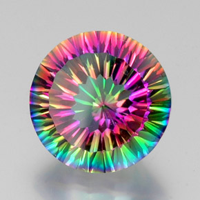 Quarzo mistico Arcobaleno superiore naturale da 11.31 ct, Taglio rotondo, VVS-VS