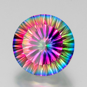 Quarzo mistico naturale multicolore da 11,60 ct, taglio rotondo, VS