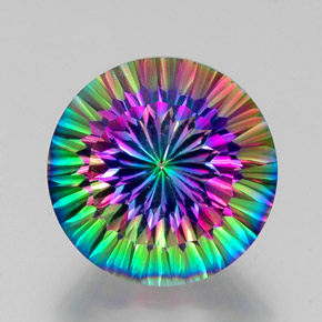 Quarzo mistico naturale multicolore da 12,41 ct, taglio rotondo, VVS