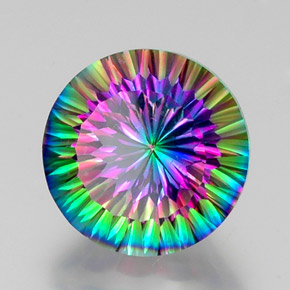 Quarzo mistico naturale multicolore da 12,41 ct, taglio rotondo, VVS