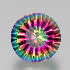 Quarzo mistico naturale multicolore da 10,80 ct, taglio rotondo, VVS-VS