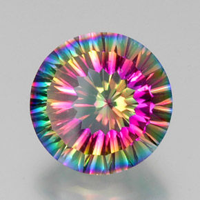 Quarzo mistico naturale multicolore da 10,80 ct, taglio rotondo, VVS-VS
