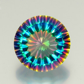 Quarzo mistico naturale multicolore da 9,44 ct, taglio rotondo, VVS-VS