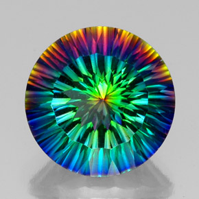 Quarzo mistico naturale multicolore da 18,92 ct, taglio rotondo, VVS-VS