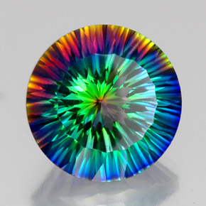 Quarzo mistico naturale multicolore da 18,92 ct, taglio rotondo, VVS-VS
