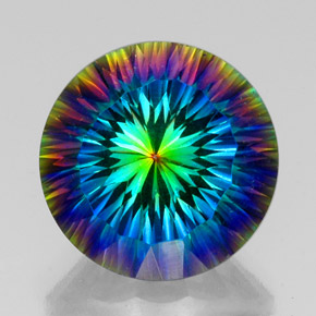 Quarzo mistico naturale multicolore da 19,76 ct, taglio rotondo, VVS