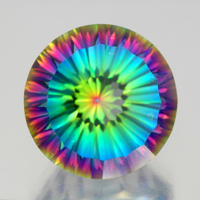 Quarzo mistico Arcobaleno superiore naturale da 9.89 ct, Taglio rotondo, VVS