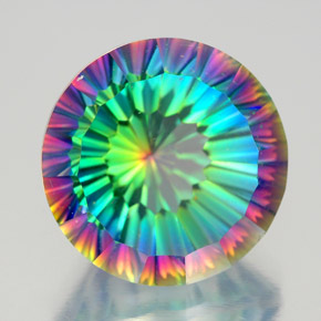 Quarzo mistico naturale multicolore da 10,13 ct, taglio rotondo, VVS-VS