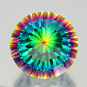 Quarzo mistico naturale multicolore da 9,81 ct, taglio rotondo, VVS