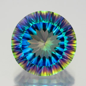 Quarzo mistico naturale multicolore da 9,20 ct, taglio rotondo, VVS-VS