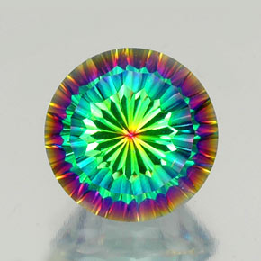 Quarzo mistico naturale multicolore da 9,76 ct, taglio rotondo, VVS