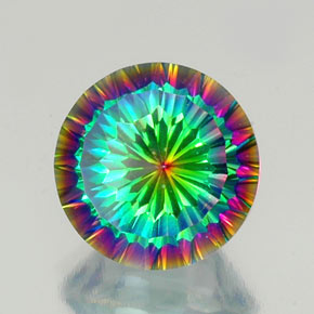Quarzo mistico naturale multicolore da 9,76 ct, taglio rotondo, VVS